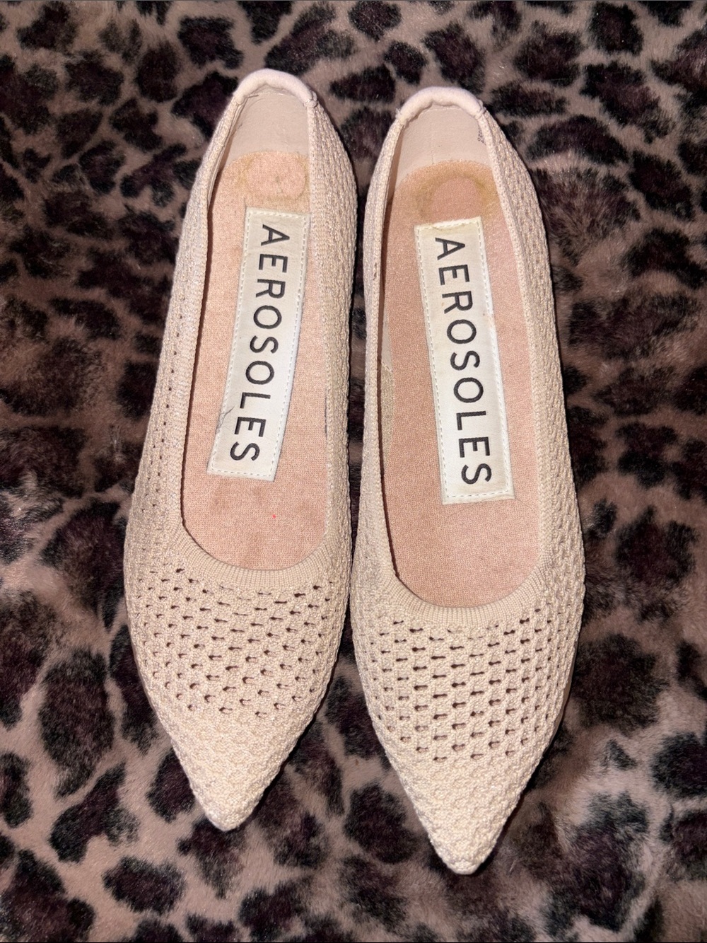 AEROSOLES Women's Pointed Knit Flats - Blush